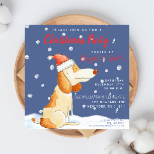 Convite Cão bonito dos desenhos animados - festa de Natal