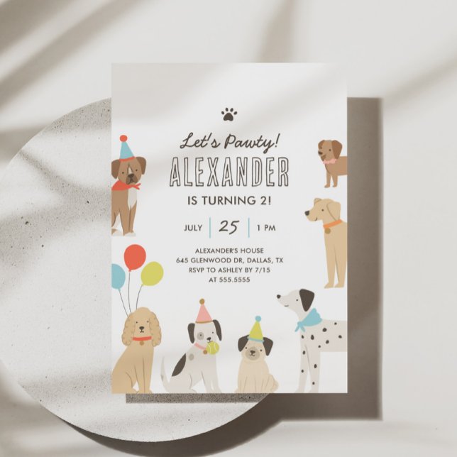 Convite Cão Cachorro Vamos Pawty Aniversário (Criador carregado)