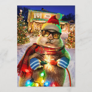 Convite Cão da Pradaria Com Luzes de Natal