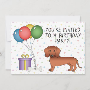 Convite Cão de Cartoon Casaco Suave Vermelho - Aniversário