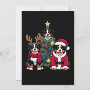 Convite Cão de Montanha Bernês de Natal Papai Noel Árvore