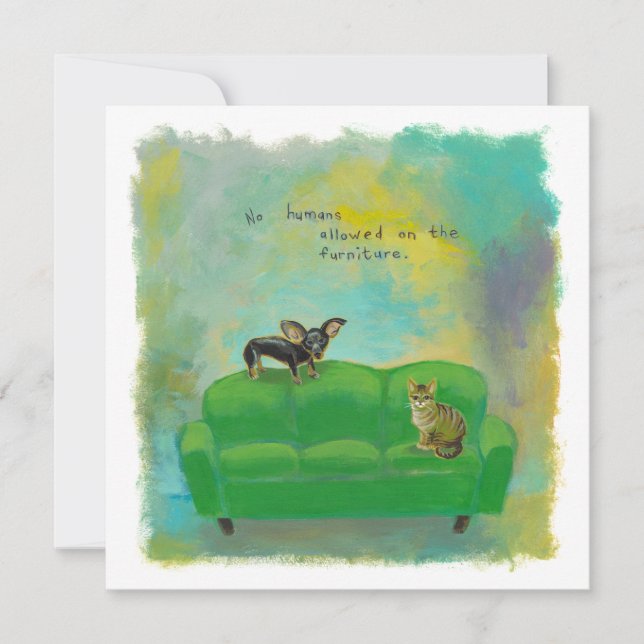 Convite Cão e gato da chihuahua na arte do original do (Frente)