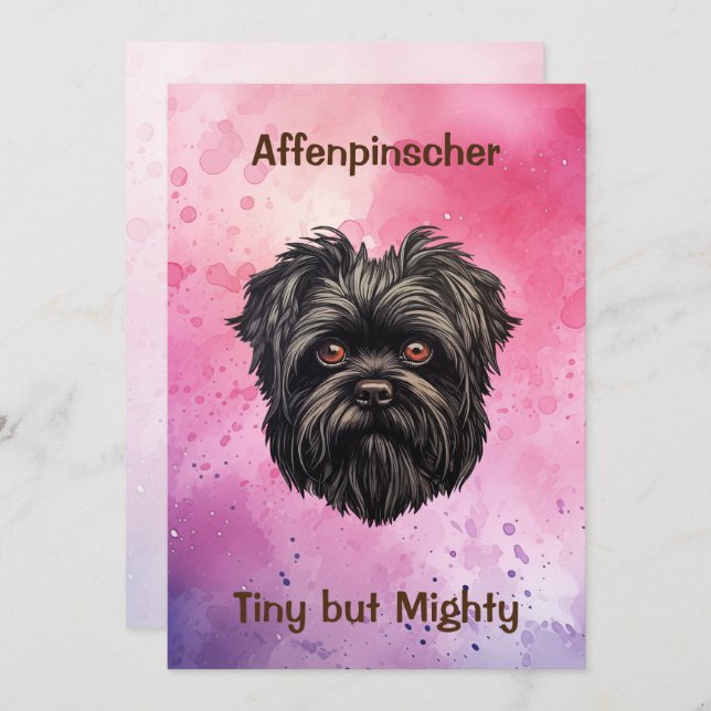 Convite Cão Negro Affenpinscher (Frente/Verso)