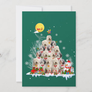 Convite Cão Ovelheiro Inglês Antigo Rena Pinheiro Natal