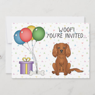 Convite Cão Ruby Cavalier King Charles Spaniel - Aniversár