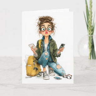 Convite Caos De Rapariga Com Sobrecarga Técnica Whimsical