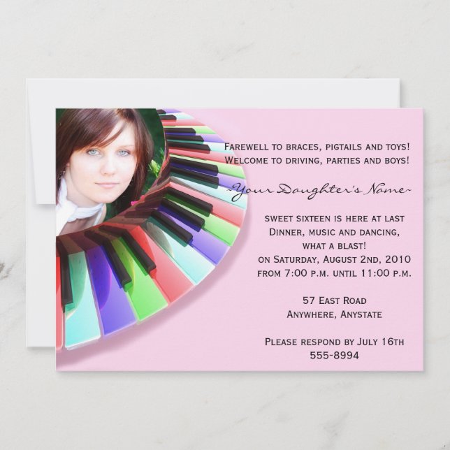 Convite Caos do teclado com sua foto (Frente)