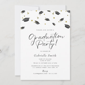 Convite Cap confetti graduation party invitation