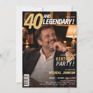 Convite Capa da Revista 40 e Lendários Homens - Aniversári