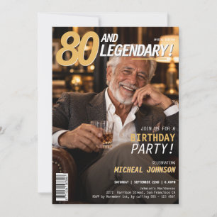 Convite Capa da Revista 80 e Homens Lendários para Anivers