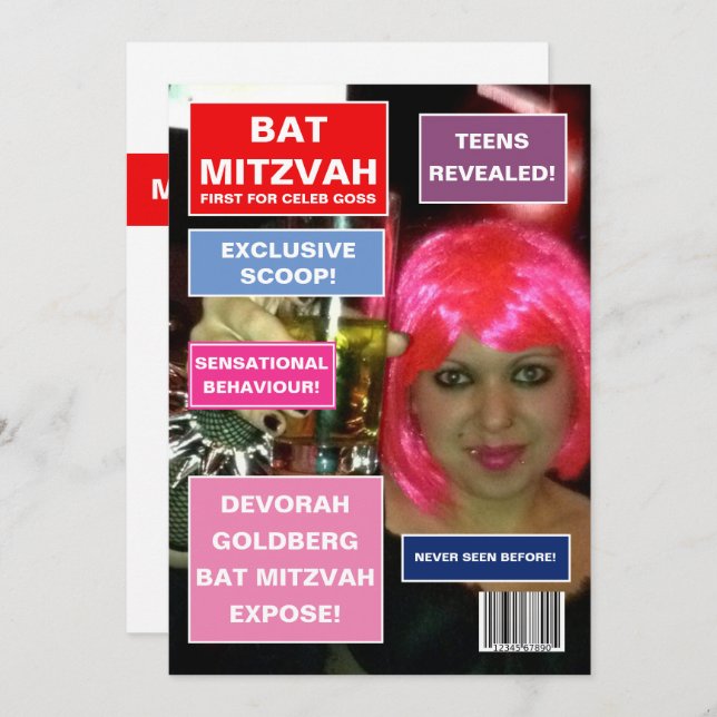 Convite Capa da Revista Bat Mitzvah (Frente/Verso)