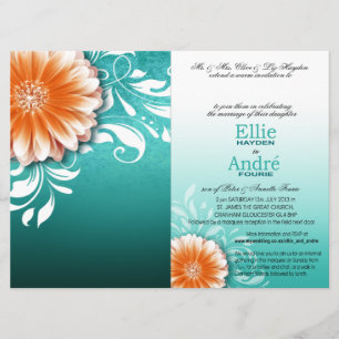 Convite Capa de Bolso Gerbera Daisy Laranja Aqua