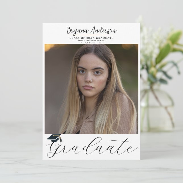 Convite Capa de Formatura de Foto Tendência Graduado Moder (Em pé/Frente)