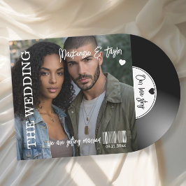 Convite Capa de Foto de Disco de Vinil Retrô para Casament
