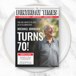 Convite Capa de Jornal Personalizada Moderna com Foto para