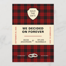 CONVITE CAPA DE LIVRO COM TARTAN ESCOCÊS | SALVE A DATA