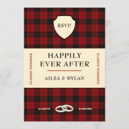 CONVITE CAPA DE LIVRO TARTAN ESCOCÊS | RESPOSTA DE CASAMEN