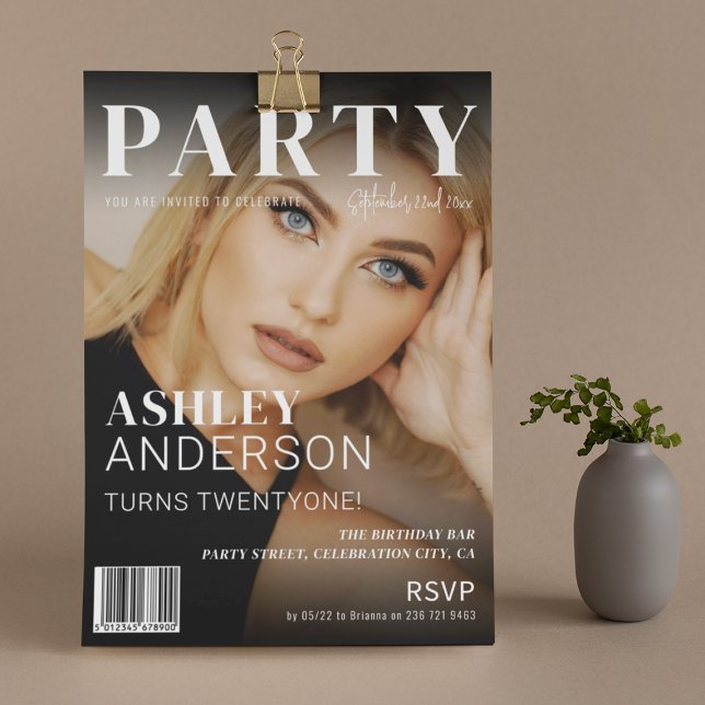 Convite Capa de Revista da Moda | Festa de Aniversário (Criador carregado)
