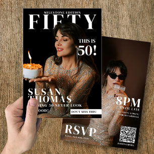 Convite Capa de Revista de Aniversário de Fotos Personaliz