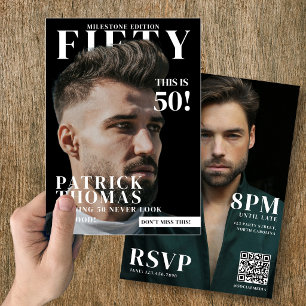 Convite Capa de Revista de Aniversário de Fotos Personaliz