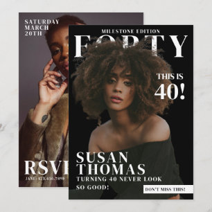 Convite Capa de Revista de Aniversário de Fotos Personaliz