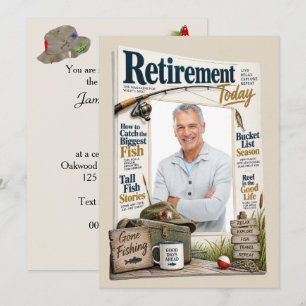 Convite Capa de Revista de Aposentadoria com Foto Personal