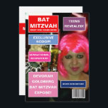 Convite Capa de Revista de Bat Mitzvah<br><div class="desc">Convite de festa de bat mitzvah temático de revista legal personalizável para os detalhes do seu evento.</div>