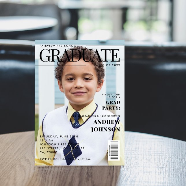 Convite Capa de Revista de Formatura da Pré-Escola (Criador carregado)