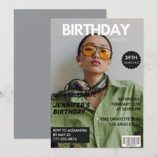 Convite Capa de Revista Elegante para sua Foto de 39º aniv