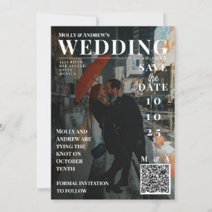 Convite Capa de Revista Engraçada Foto Escura Casamento Sa