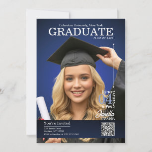 Convite Capa de Revista Graduação Azul