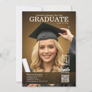 Convite Capa de Revista Graduação Dourada