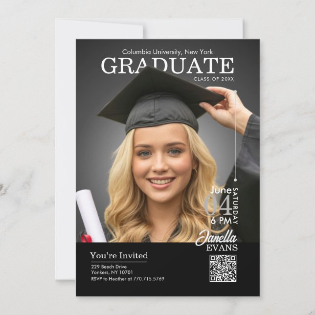 Convite Capa de Revista Graduação Preta (Frente)