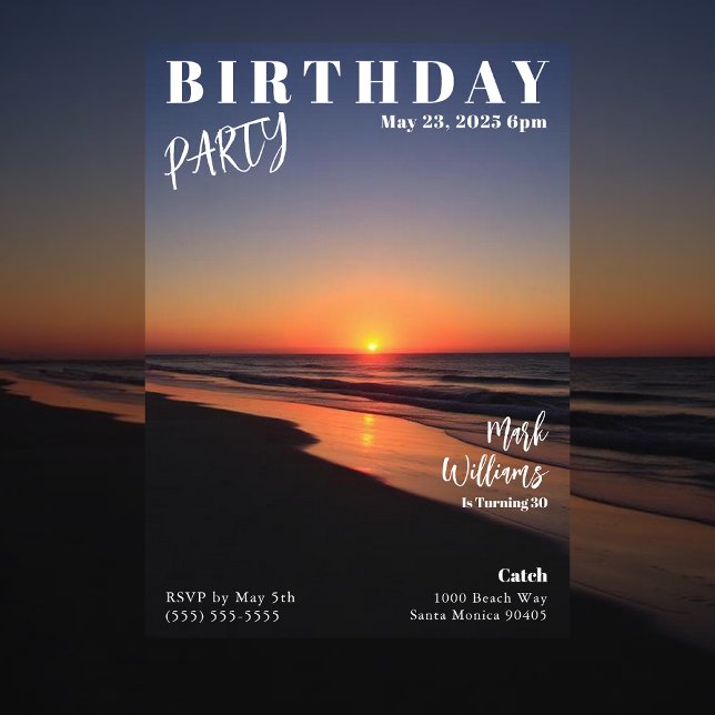 Convite Capa de Revista Sunset Beach Aniversário (Magazine Cover Sunset Beach Birthday Invitation
)