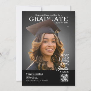 Convite Capa de Revista Toga de Formatura Preta