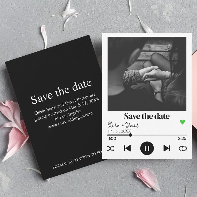 Convite Capa do Álbum do Reprodutor de Música Salvar Data  (Criador carregado)