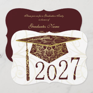 Convite Capa Floral Marrom e Dourada Festa de Graduação 20