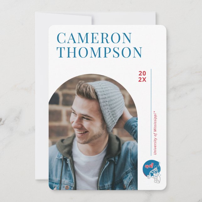 Convite Capacete de Futebol Ole Miss | Azul Claro (Frente)