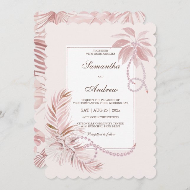 Convite Capacitar Modelo de Festa de casamento de Tema Tro (Frente/Verso)