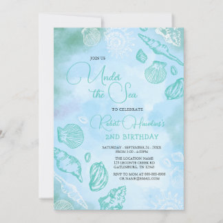 Convite Capas De Mar Azuis Sob O Mar Aniversário