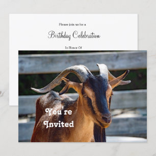 Convite Capat Black Brown Horns Animal Photo Birthday
