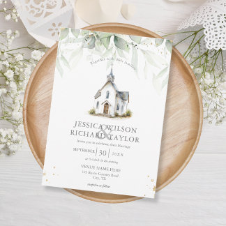 Convite Capela da Igreja Católica Floral Elegante Russa