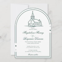 Capela de casamento cristã verde esmeralda escuro