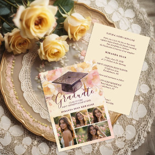 Convite Capelo de Formatura Charmoso Colagem de 4 Fotos Fl