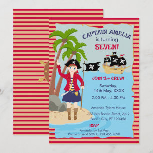 Convite Capitão da Festa de Aniversário do Navio Pirata