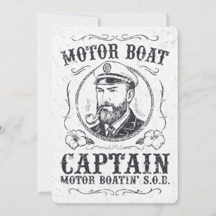 Convite Capitão de Barco a Motor Engraçado Pontão Boating