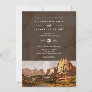 Convite Capitol Reef NP Casamento Aquarela Deserto Utah