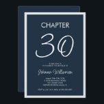Convite Capítulo 30 Parte Marinho Azul<br><div class="desc">Um convite moderno e mínimo do "capítulo 30" para um aniversário de 30 anos. Personalize-o com o nome e os detalhes da festa,  incluindo a data,  as informações de RSVP e quaisquer outras informações necessárias. Design com fundo azul marinho.</div>