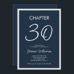 Convite Capítulo 30 Parte Marinho Azul<br><div class="desc">Um convite moderno e mínimo do "capítulo 30" para um aniversário de 30 anos. Personalize-o com o nome e os detalhes da festa,  incluindo a data,  as informações de RSVP e quaisquer outras informações necessárias. Design com fundo azul marinho.</div>