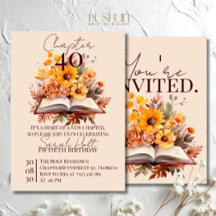 Convite Capítulo 40 Aniversário – Livro Aberto com Flores 